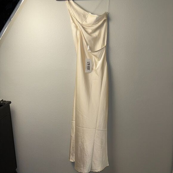 12th Tribe San Marino Slip Dress Ivory Midi Cowl Neck Strappy Satin NWT M - Picture 6 of 11